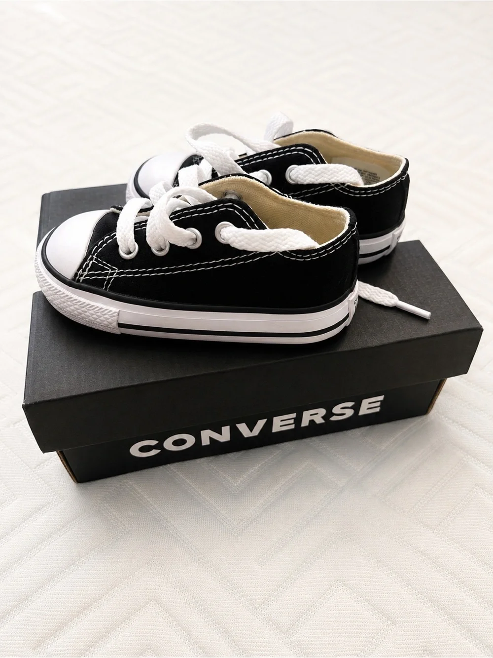 Converse Kids Black and White Low-Top Canvas Sneakers